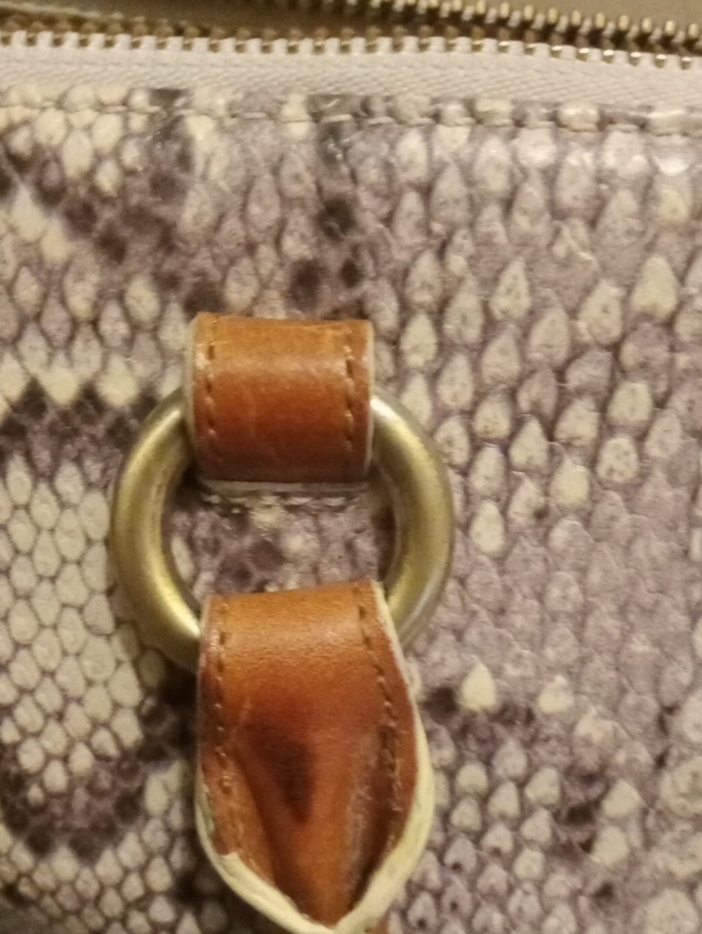 Brahmin Vintage Leather Satchel.Brown And Cream Snakeprint - Picture 6 of 15